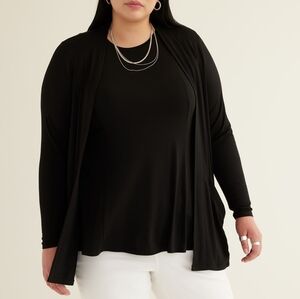 Penningtons Black Long Sleeve Shrug Open Jersey Cardigan Top Stretchy  Cover-Up